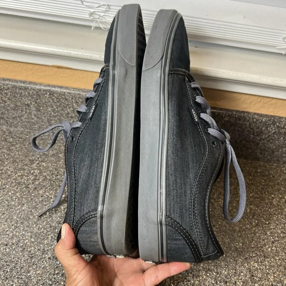 Vans Skateboard Shoe Men Sz 13 Gray Canvas Sneaker Lace Up Low Top Padded Tongue